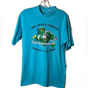 Vintage ODYSSEY OF THE MIND 1990 Texas State Champs Single Stich Mens Large (L)